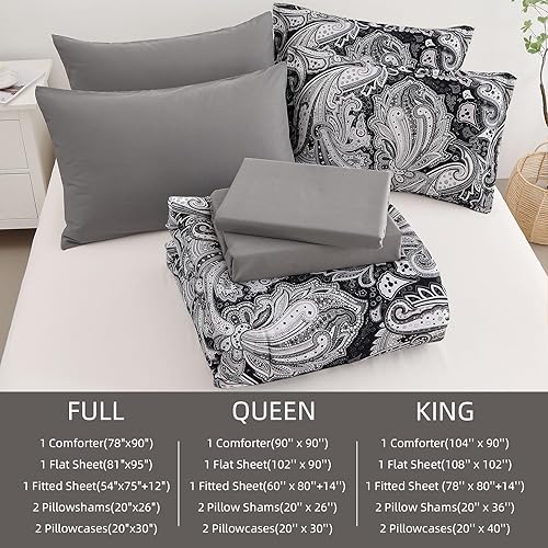 Miniatura 9 de DJY Juego de edredón de cachemira negro, tamaño Queen, 7 piezas en una bolsa, juego de edredón reversible de microfibra suave y ligera para todas