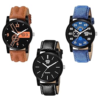 SWADESI STUFF Analogue Mens Watch (Pack of 3) (Multicolored Dial Multicolored Colored Strap)