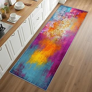 10 Kitchen Rug Ideas for Warmth and Color 27 Abstract Graffiti Runner Rug 2x6ft, Vibrant Colorful Runner for Kitchen,...