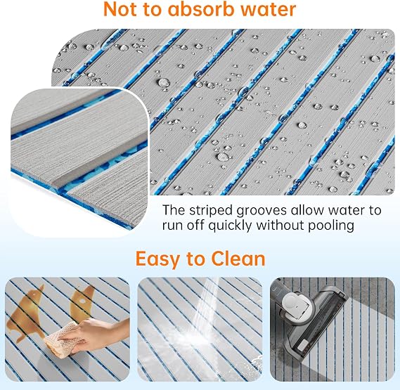 HZshark Boat Flooring EVA Foam Boat Decking Self-Adhesive 6mm Non Slip Marine Floor Teak Boat Carpet Soft Foam Decking for Boat Yacht Kayak Motorboat Golf Cart RV Ramp Golf Cart Cooler Tops