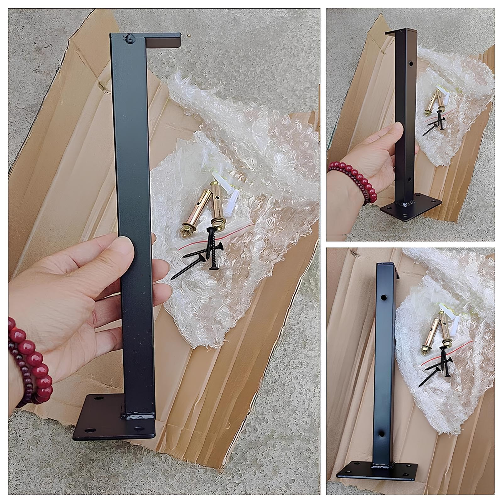 2 Supporti per Scaffali, da 25cm 30cm 35cm 40cm 50cm, Reggimensola a Scomparsa, Reggi Mensola da Muro, Staffe per Mensole Pesanti con Viti(Black,40cm/15.75in)