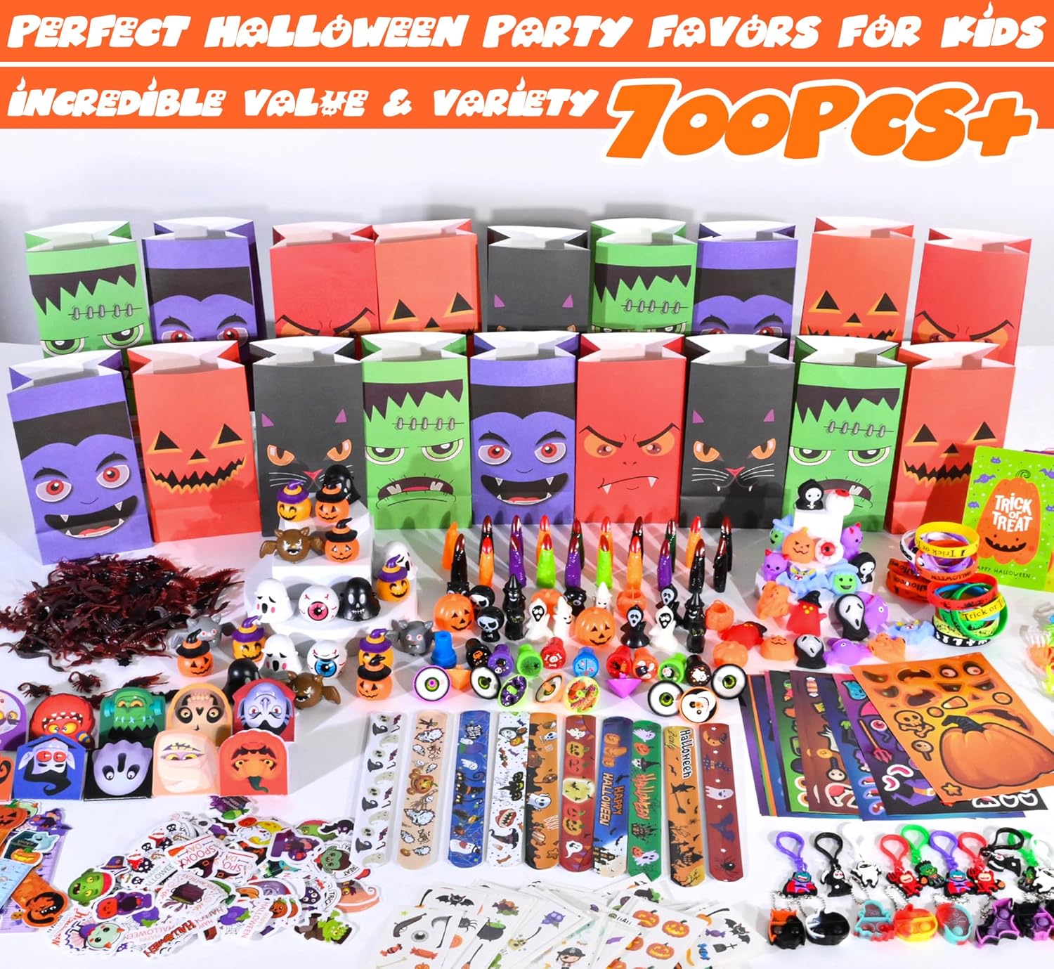 702PCS Halloween Party Favors Supplies Decorations - Trick or Treat Goodies Bag...