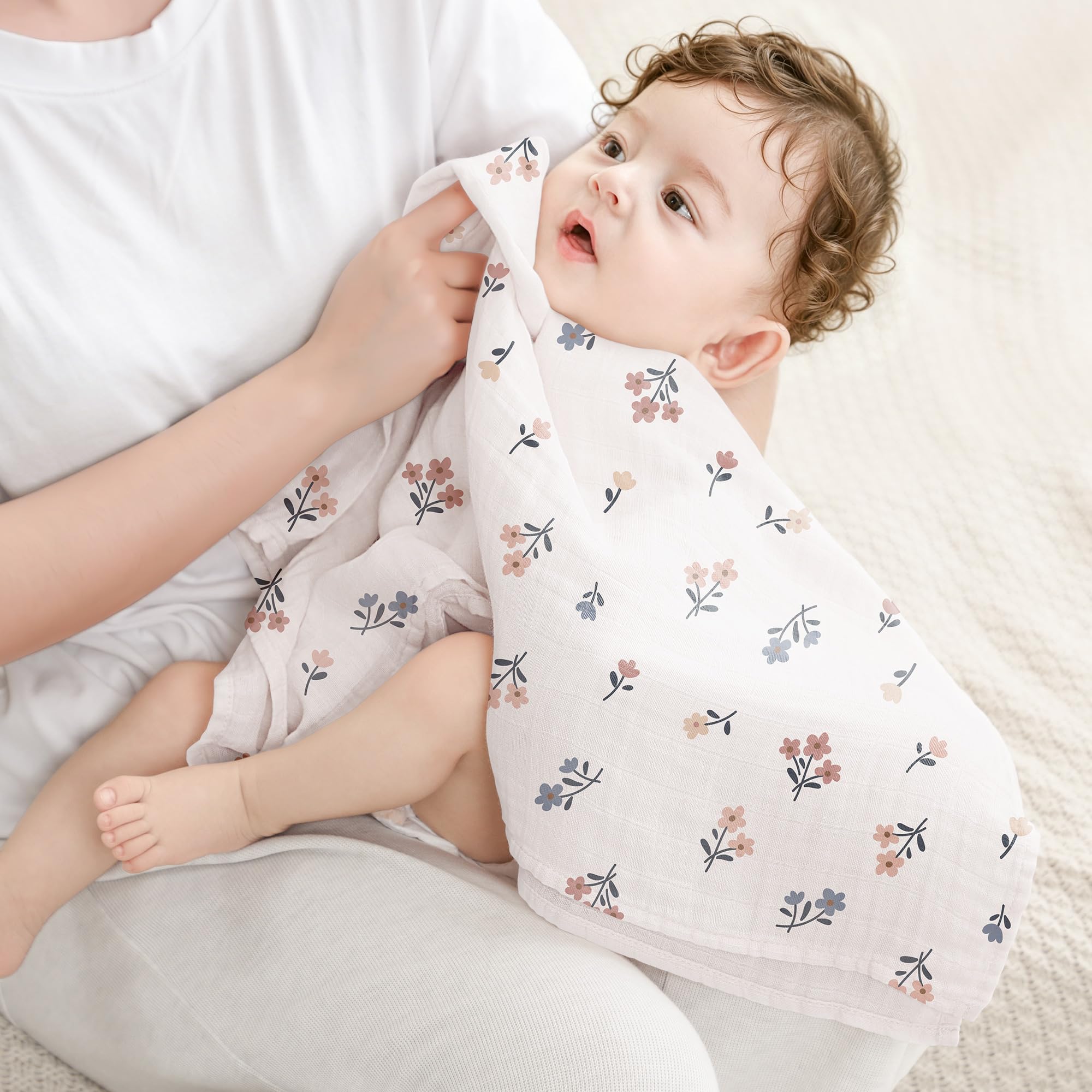 bearmoss Set di 5 panni per neonati, 60 x 60 cm, in bambù e cotone, morbido assorbente traspirante per pulire e coprire i neonati per neonati e pelli sensibili unisex per neonati (rosa)