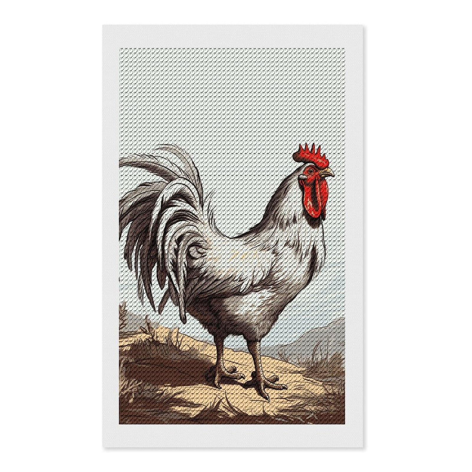 Chicken Sketch Diamond Art Kits for Adults, DIY 5D Diamonds Painting Kits for Beginner, Round Full Drill Diamond Dots Painting, Diamonds Pictures Gem Art and Crafts Wall Decor 12"x20"