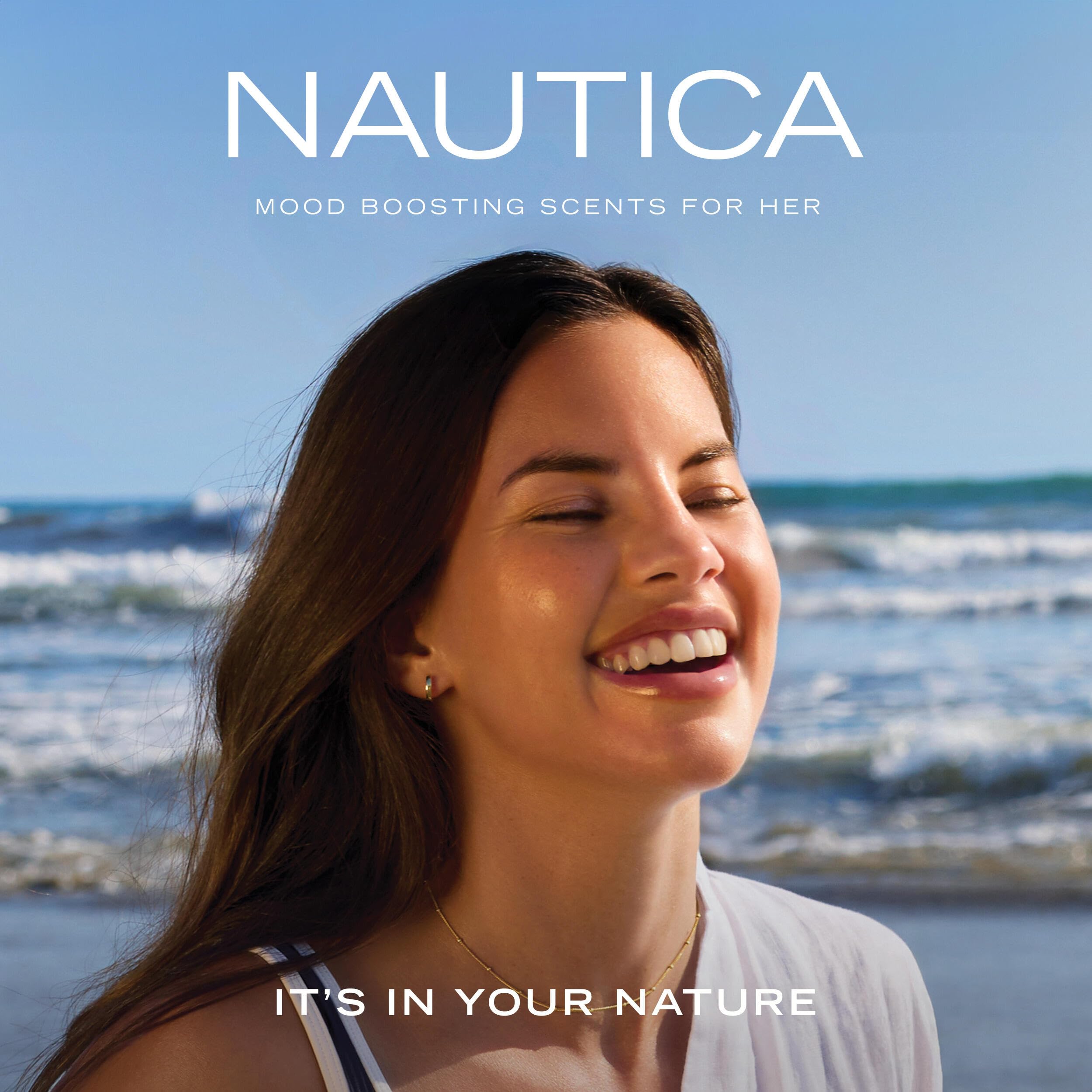 Nautica Amber Beach Eau de Parfum da Donna, Fragranza Mood Boosting, Distintiva e Positiva, Fragranza Ambrata e Fruttata, Formula Vegana, Profumo a Lunga Durata, 3,3 oz