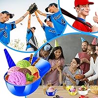 Vista 7 de MEEZY Juego de 50 cuencos de helado para casco de béisbol con 25 mini tazas de postre y 25 cucharas, gorra de béisbol reutilizable de 8 onzas