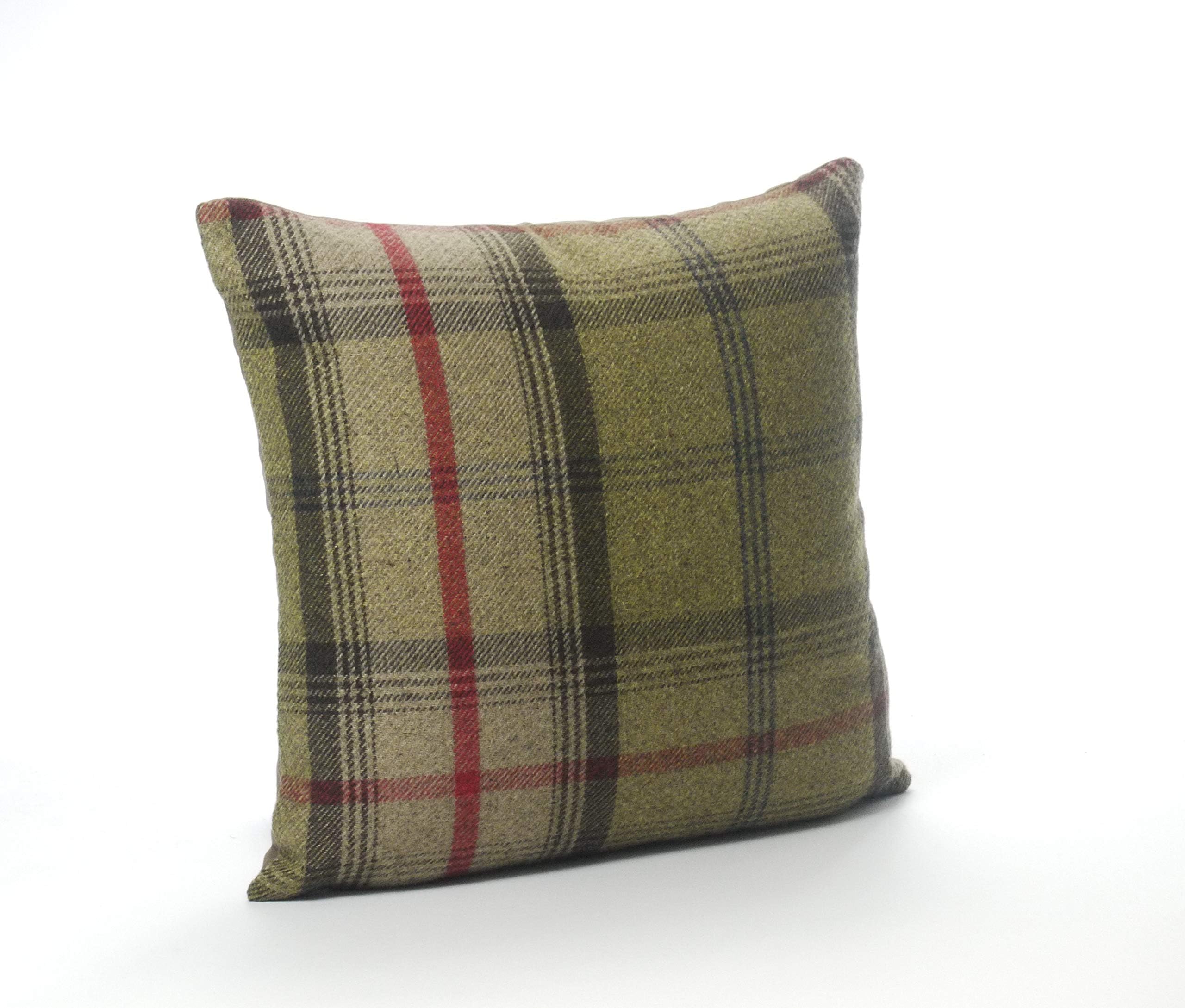 Highland Mist Tartan 16in x 16in Cushion Cover in Red and Moss