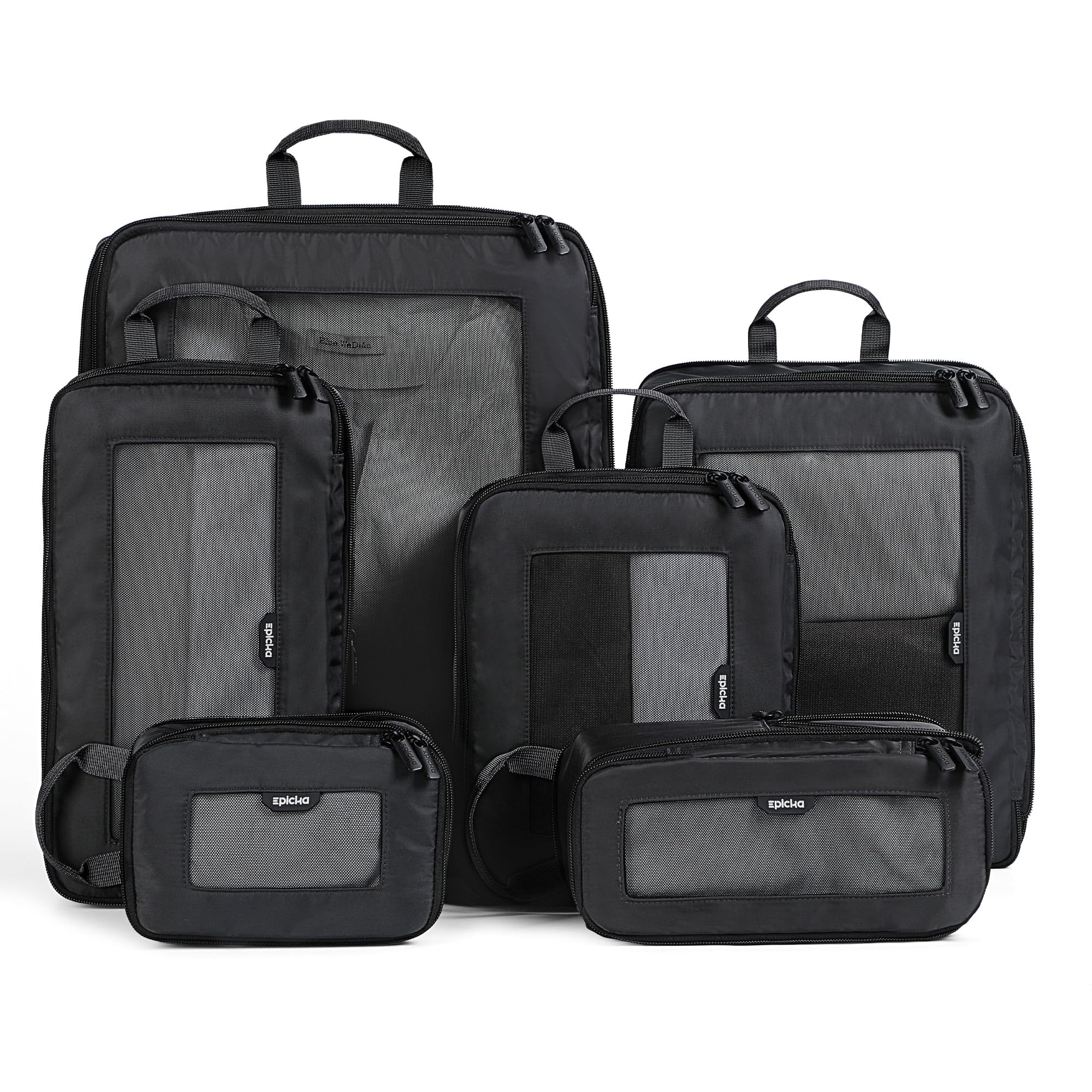 EPICKA TripCozy Compression Packing Cubes - 6 Set Durable Travel Organizer Bags with Mesh Top, Expandable Travel Accessories for Carry on, Luggage,