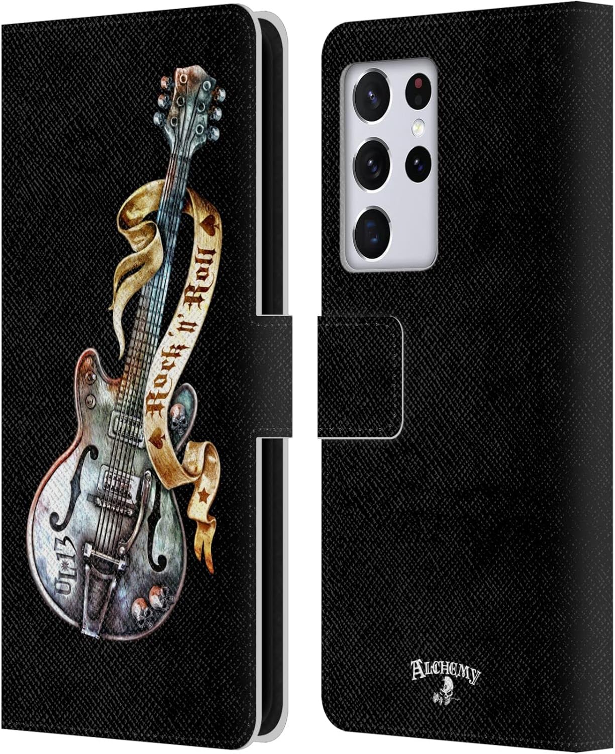Head Case Designs Officially Licensed Alchemy Gothic Rock'it 56 Guitar Illustration Leather Wallet Case Compatible with Samsung Galaxy S21 Ultra 5G