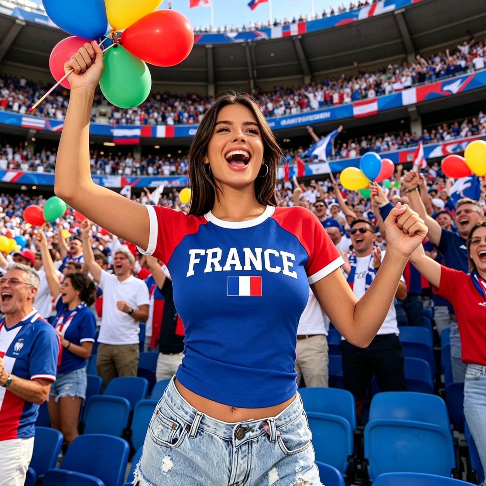Maillot Shorty Femme Coupe du Monde T-Shirt Fan Football Tee Shirt Maillot de Foot Coupe du Monde 2026 Tops Femme D'éTé Cadeaux ModéLe Equipe Dérivés Vetement