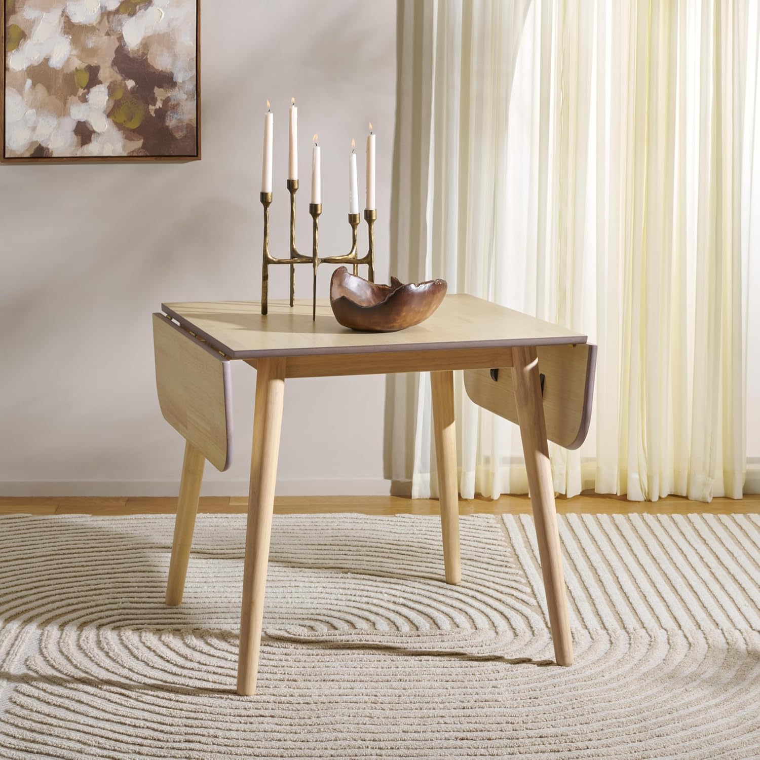 SAFAVIEH Home Collection - Damarius White Washed Solid Wood Drop Leaf Dining Table, Space-Saving Modern Design, Seats up to 4 (DTB8501B)