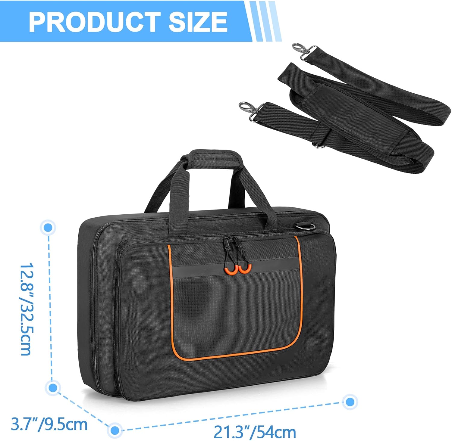 Rexmica DJ Controller Bag Compatible with Pioneer DDJ-FLX4/ DDJ-400/ DDJ-SB2/ DDJ-SB3/ DDJ-REV1, Padded DJ Controller Carrying Case with Laptop Compartment and Accessory Pockets for DJ Mixer, DJ Cable