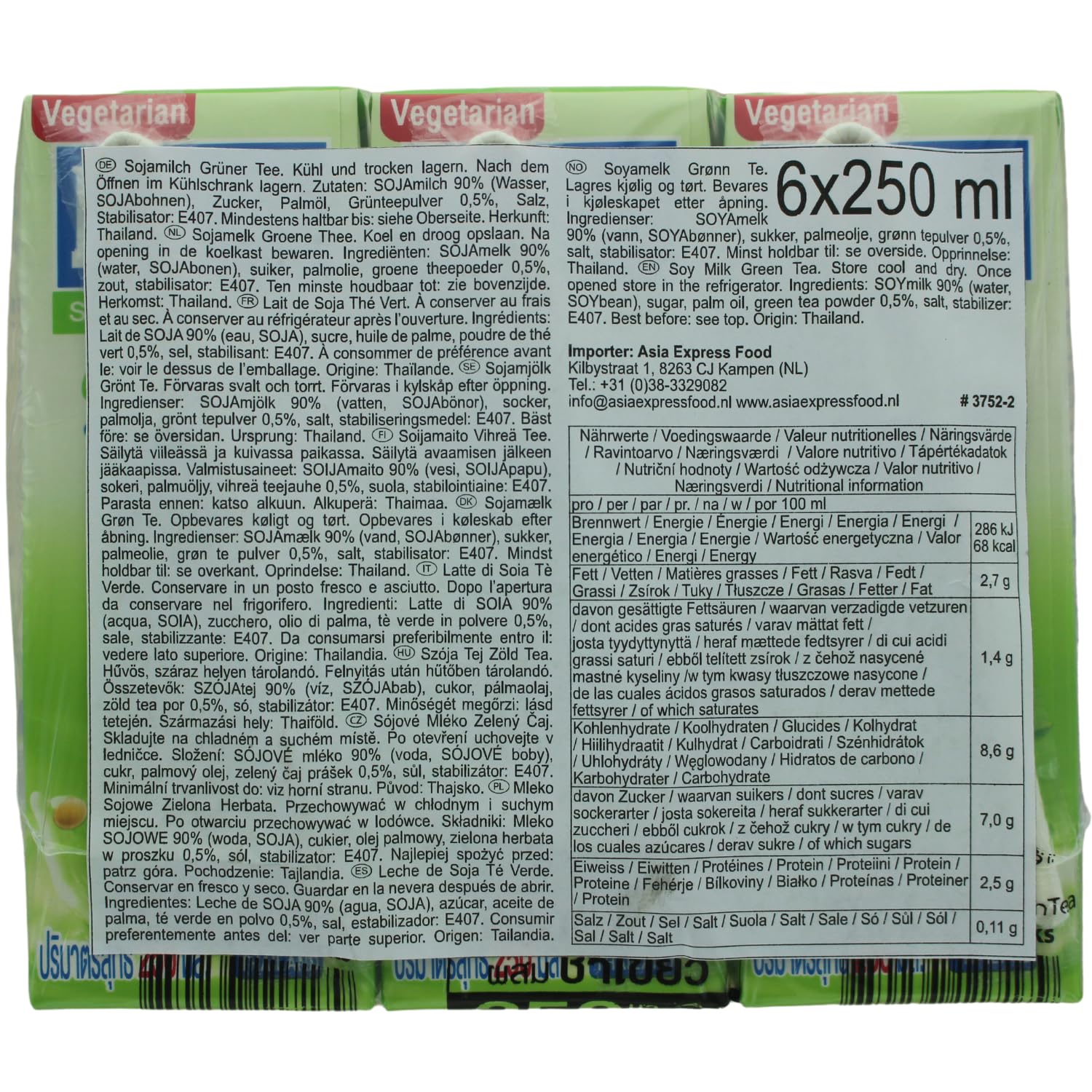 LACTASOY - Bebida de Soja Té Verde - 6 X 250 ML