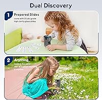 Vista 5 de Microscopio de mano 1000X para niños, pantalla 4K de 2.0 pulgadas, mini microscopios digitales de bolsillo recargables, kit de portaobjetos, regalo