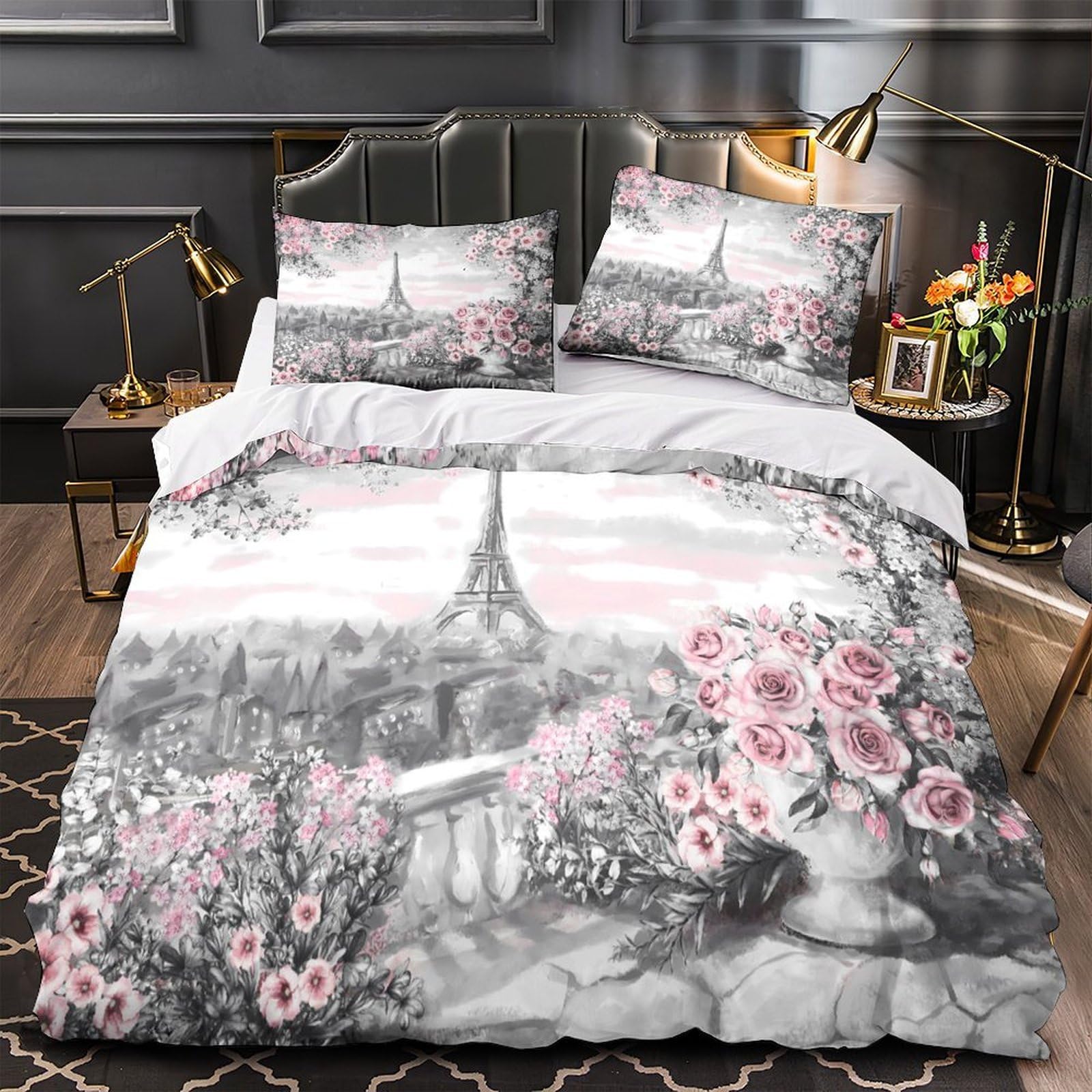 Parure de lit panda 220x240cm housse de couette microfibre et taies