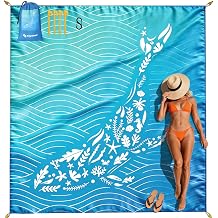 sapsisel Beach Blanket Waterproof Sandproof, Extra Large Beach Mat 79 * 83inch,Outdoor Picnic Blanket with 4 Stakes for Travel Beach Camping Hiking