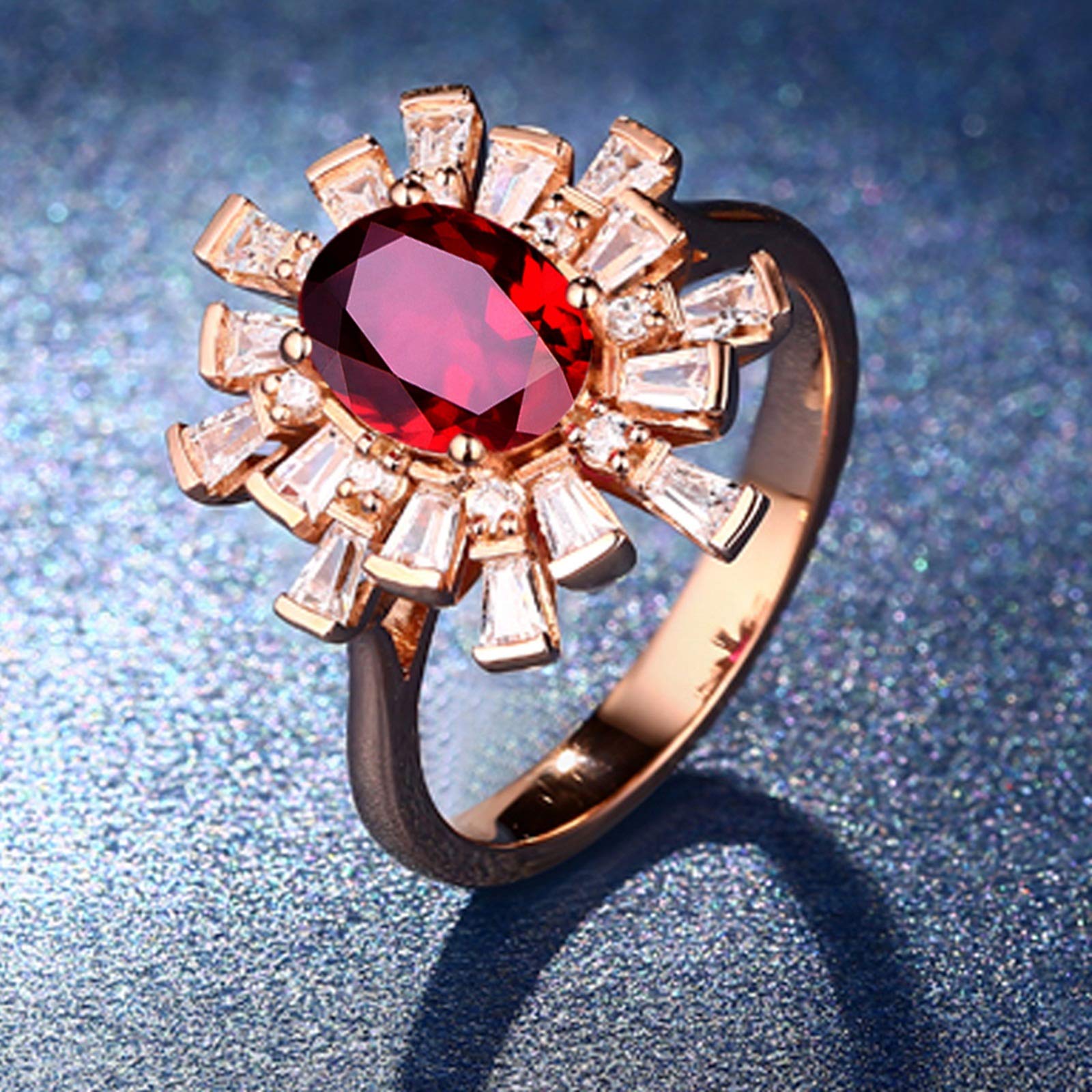 Beydodo Pierścionki ślubne złoto 18 K z diamentowym kwiatem z owalnym rubin 0,99/1,2 ct pierścionki zaręczynowe dla kobiet e 18 karatów (750) czerwone złoto, 61 (19,4), colore: 1.2ct, cod. TLLWGZ3707