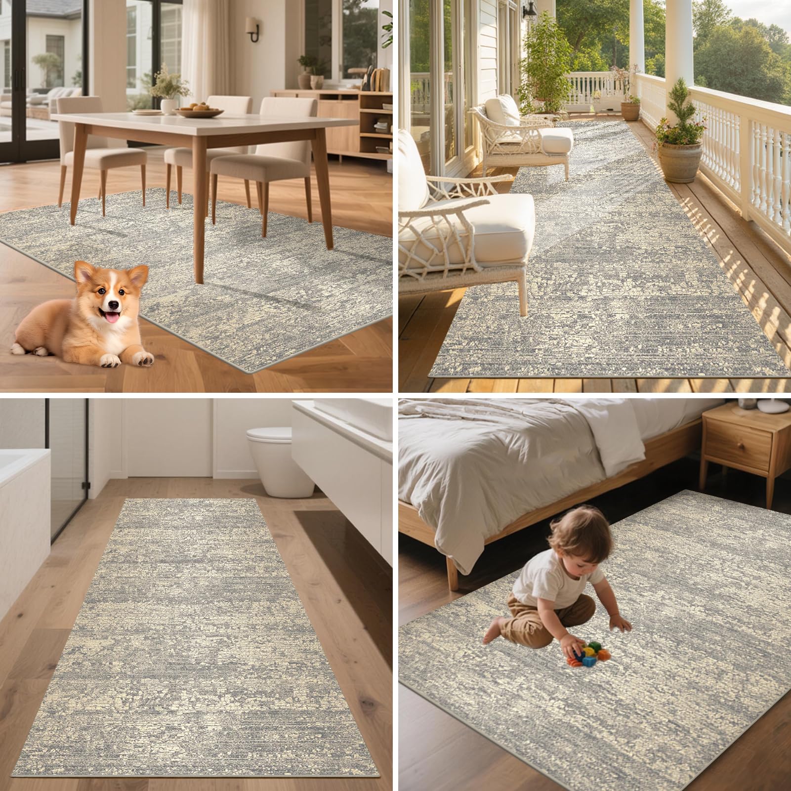 Teppich Läufer Flur 50 x 300 cm KüchenTeppich Waschbar Teppich rutschfest Küchenläufer Korridor läufer Flur Küche, Waschküche, Balkon Beige