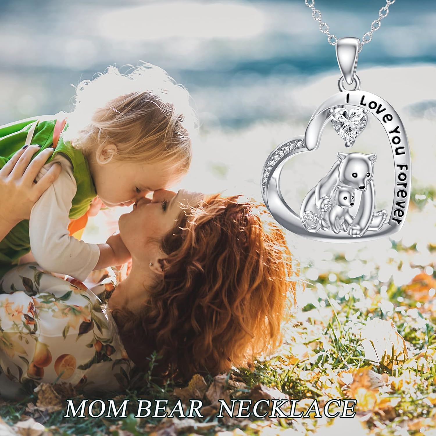 LONAGO Bear Heart Necklace Mom Bears Pendant Necklace Polar Bear Sterling Silver Jewelry Gift for Women - Image 5