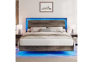 Rustic Grey Queen Size Floating Bed Frame