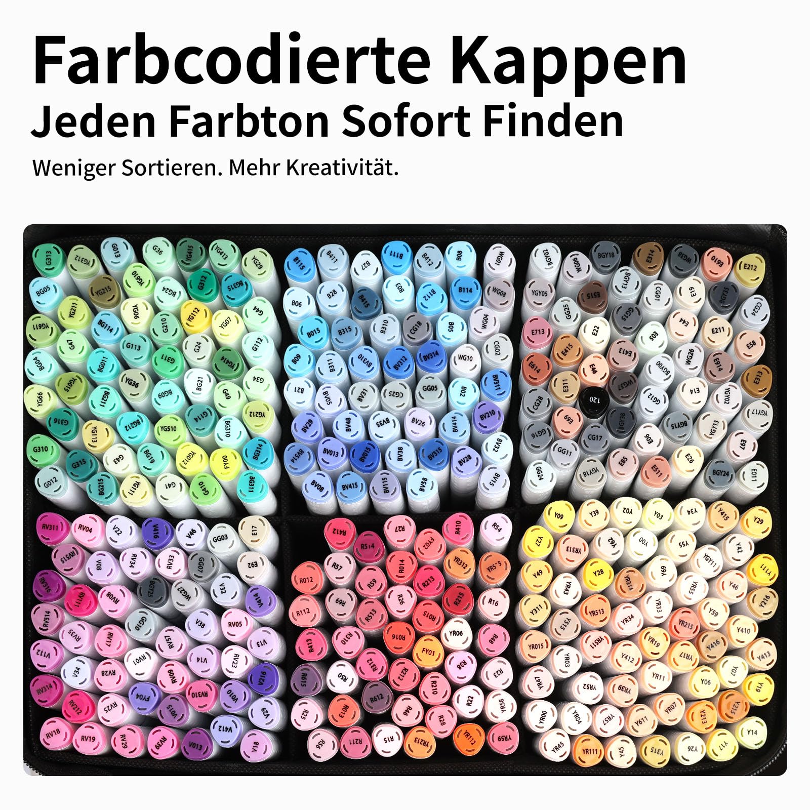 Alkohol Marker 320 Farben, Pinselspitze & Keilspitze Marker Set