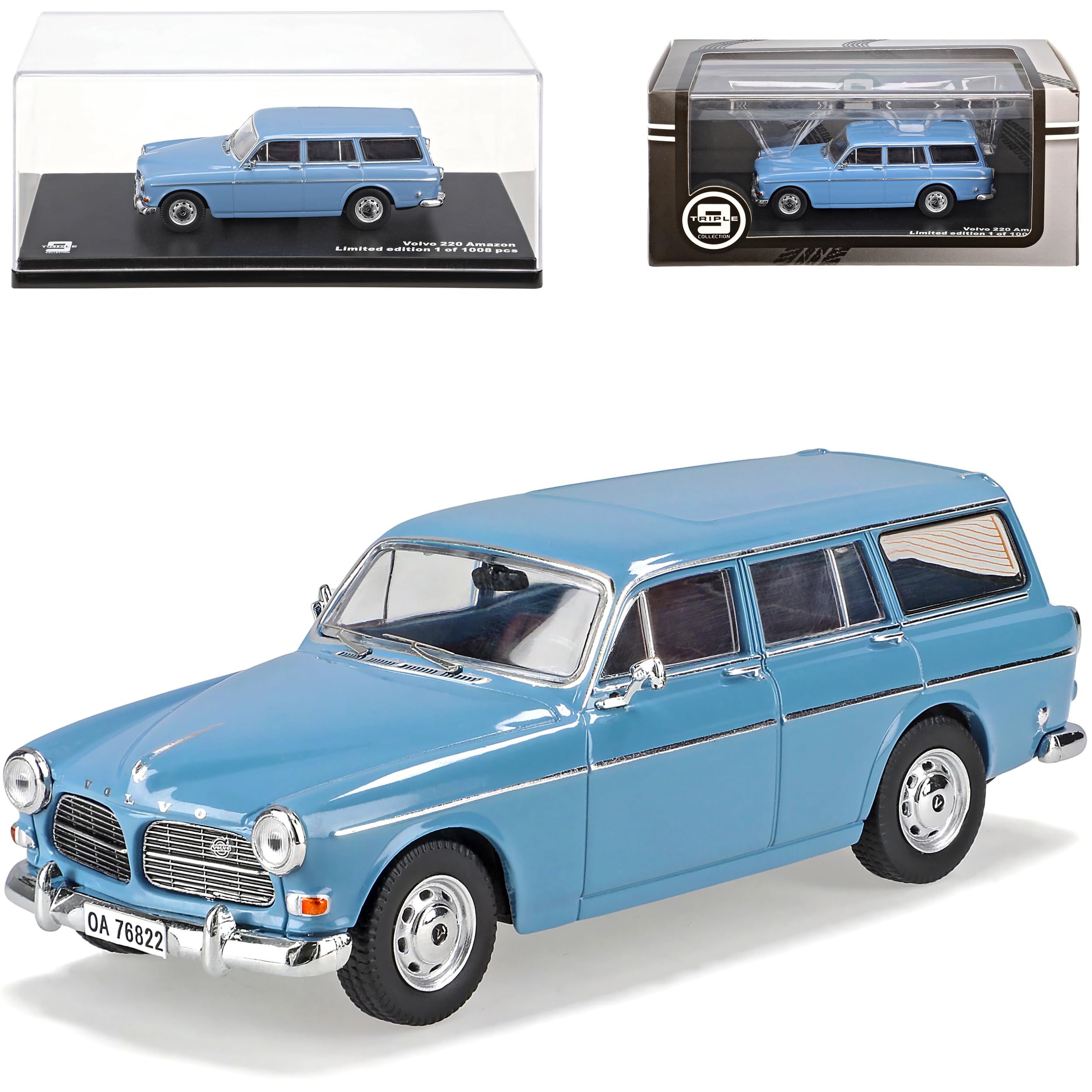 alles-meine.de GmbH Volvo 220 Amazon 1962 Kombi Hell Blau limitiert 1 von 1008 Triple 9 1/43 PremiumX Modell Auto mit individiuellem Wunschkennzeichen