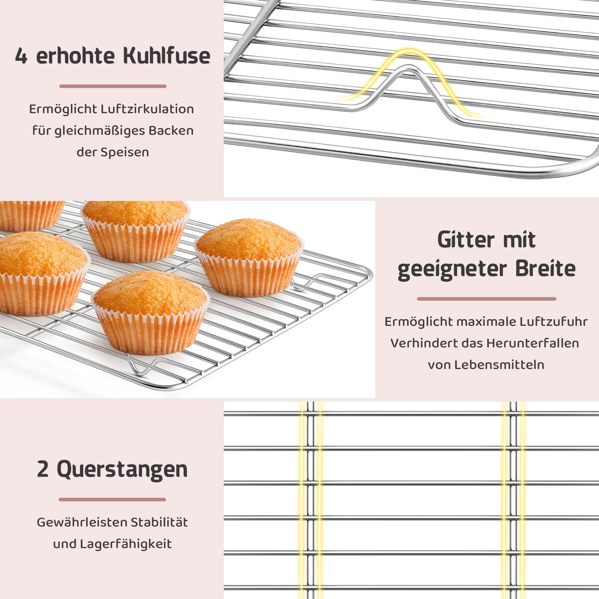 Joyfair Set di 2 griglie di raffreddamento in acciaio inox (29,5 x 23 x 1,5 cm)