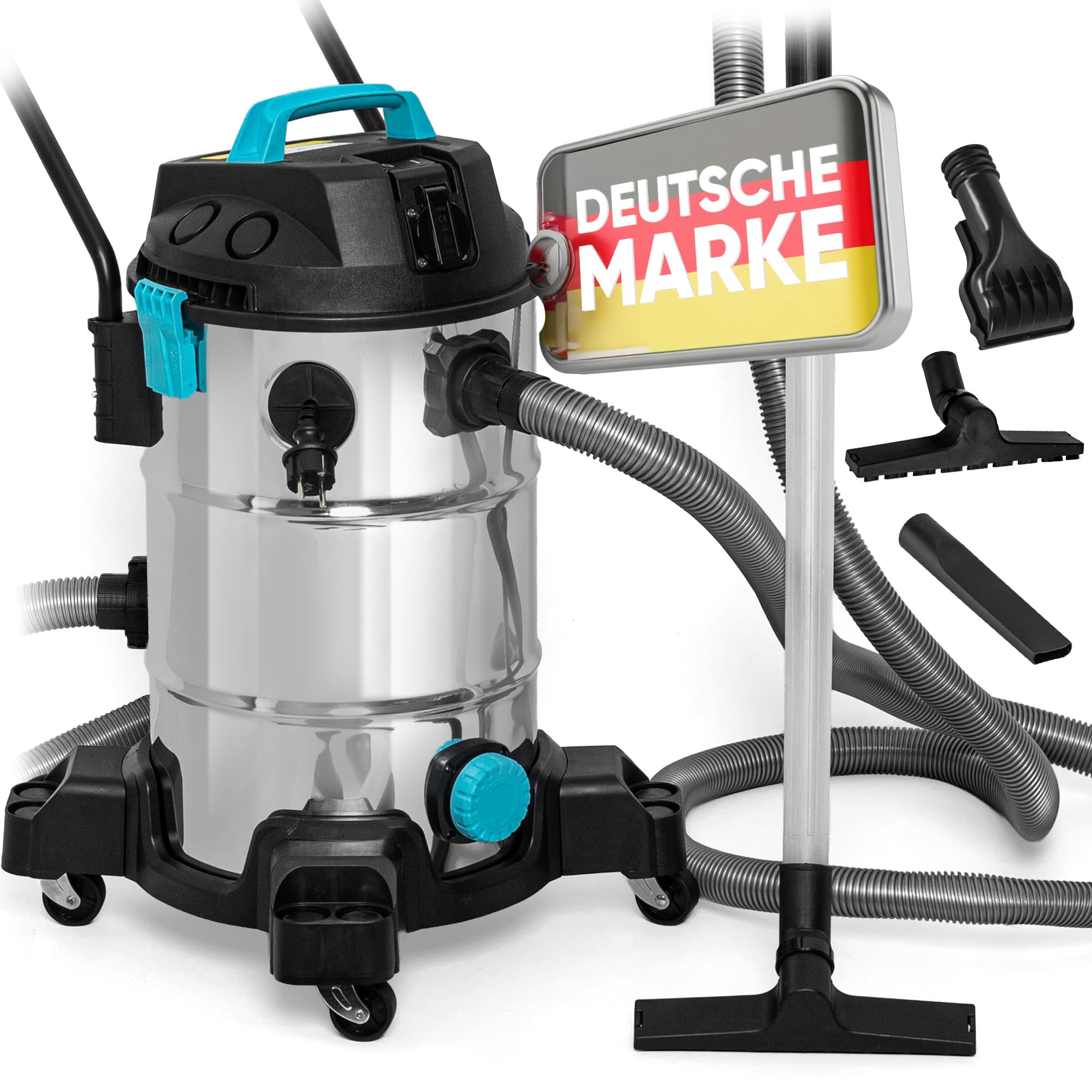 TEICHER Teichsauger Schlammsauger Groß [Neues Modell] – 1200 Watt Pumpsauger 35 Liter | Teichschlammsauger mit Wasserrückführung | Algensauger Mulmsauger Wassersauger mit Pumpe