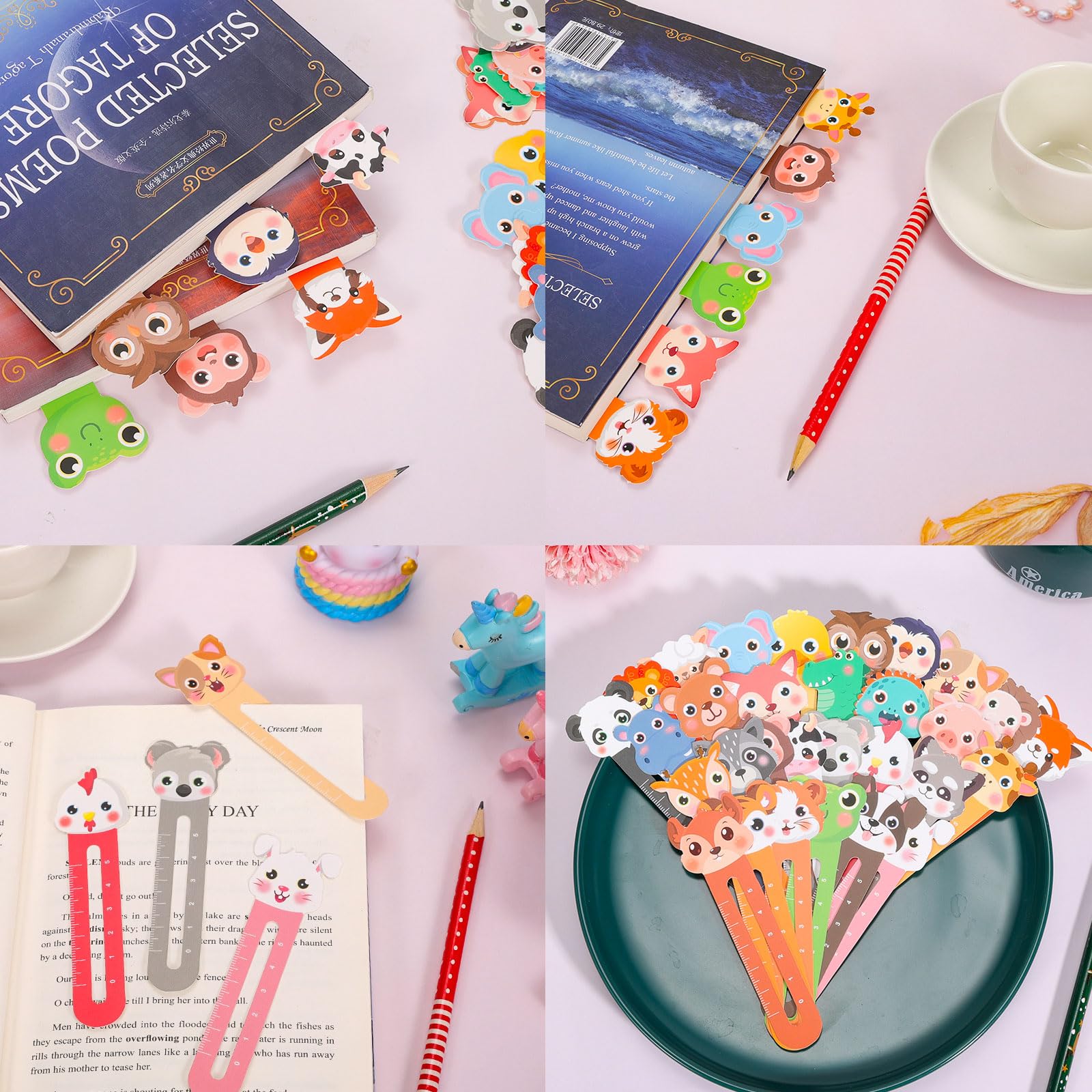 Marcapáginas Animales para Niños Lindos Clip Bookmark Regla 30 Piezas