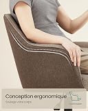SONGMICS Chaise de Bureau, Fauteuil Ergonomique, Siège Pivotant, Réglable en Hauteur, Capacité 110 kg, Cadre en Acier, Tissu en Coton-Lin Respirant, pour Bureau, Chambre, Marron OBG019K01 - 4