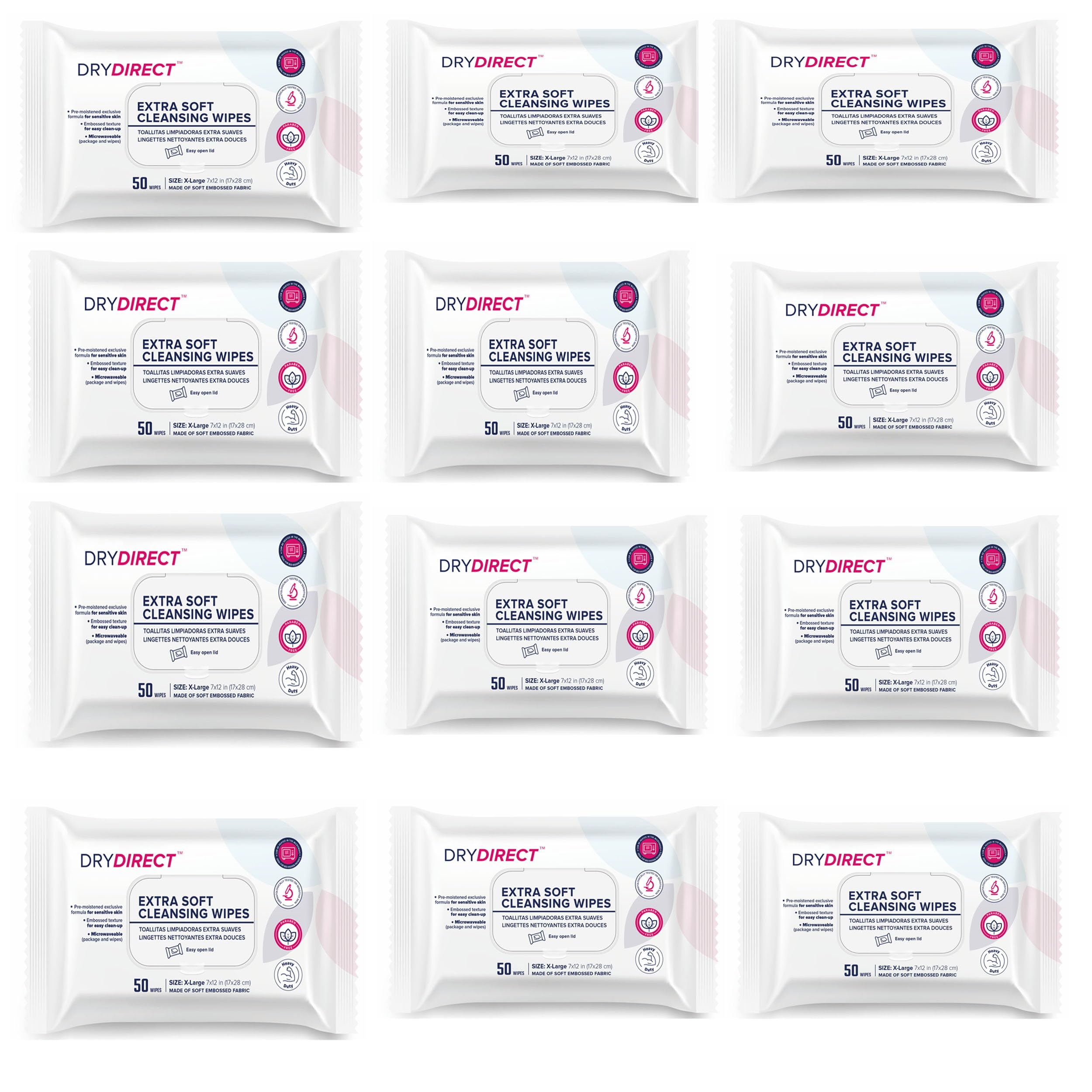 Dry Direct Extra Soft Cleansing Wipes (Mega Case of 600)