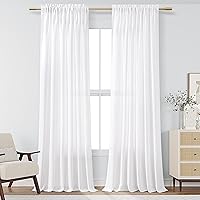 Vista 97 de Guken - Cortinas de lino negro de 108 pulgadas de largo para sala de estar, dormitorio, juego de 2 paneles, bolsillo para barra, cortinas