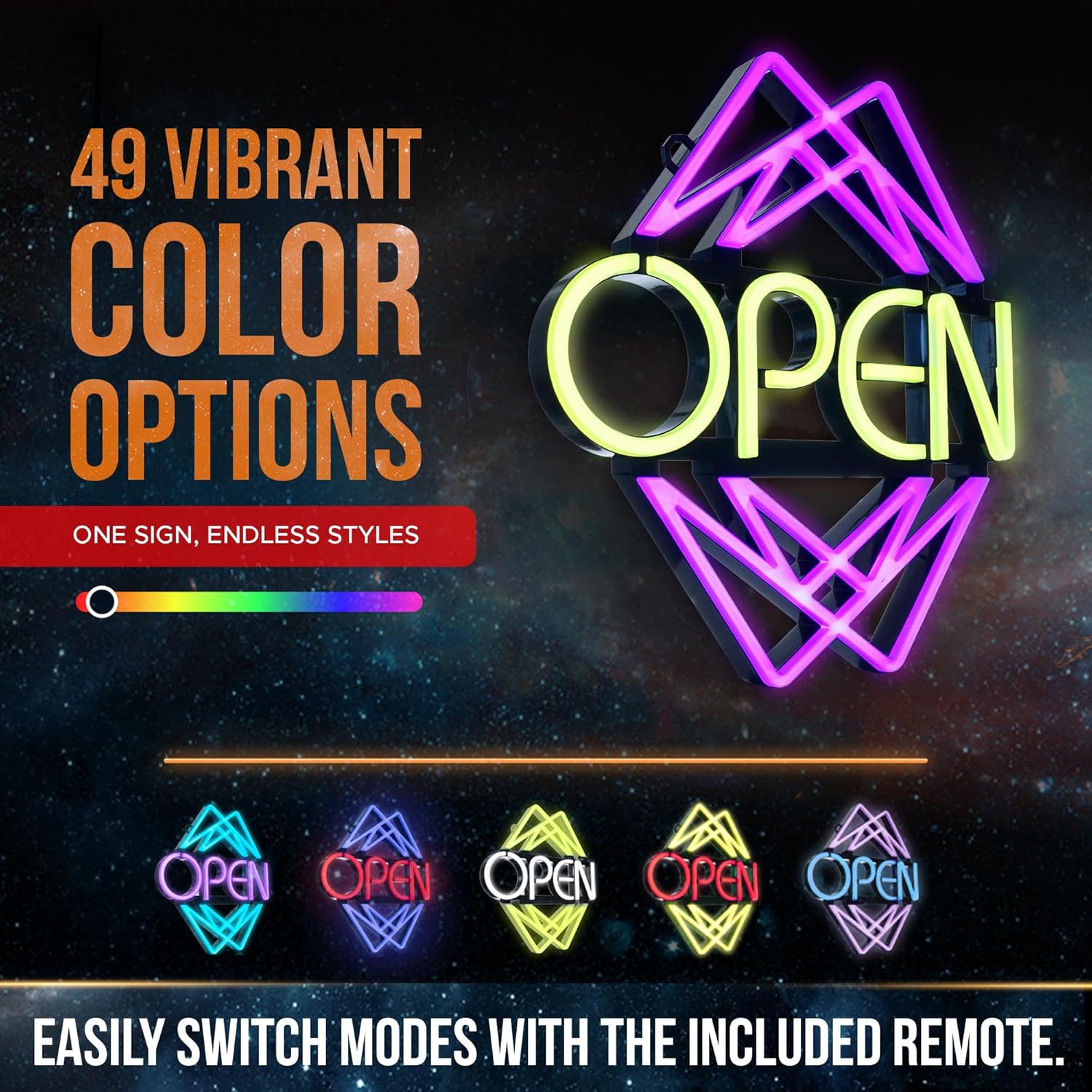 Open Sign for Business with 49 Color Combinations – ULTRA BRIGHT LED Neon Sign Visible Day and Night – Large Window Sign – by Element Lux Signs – 20 x 22in - Image 3