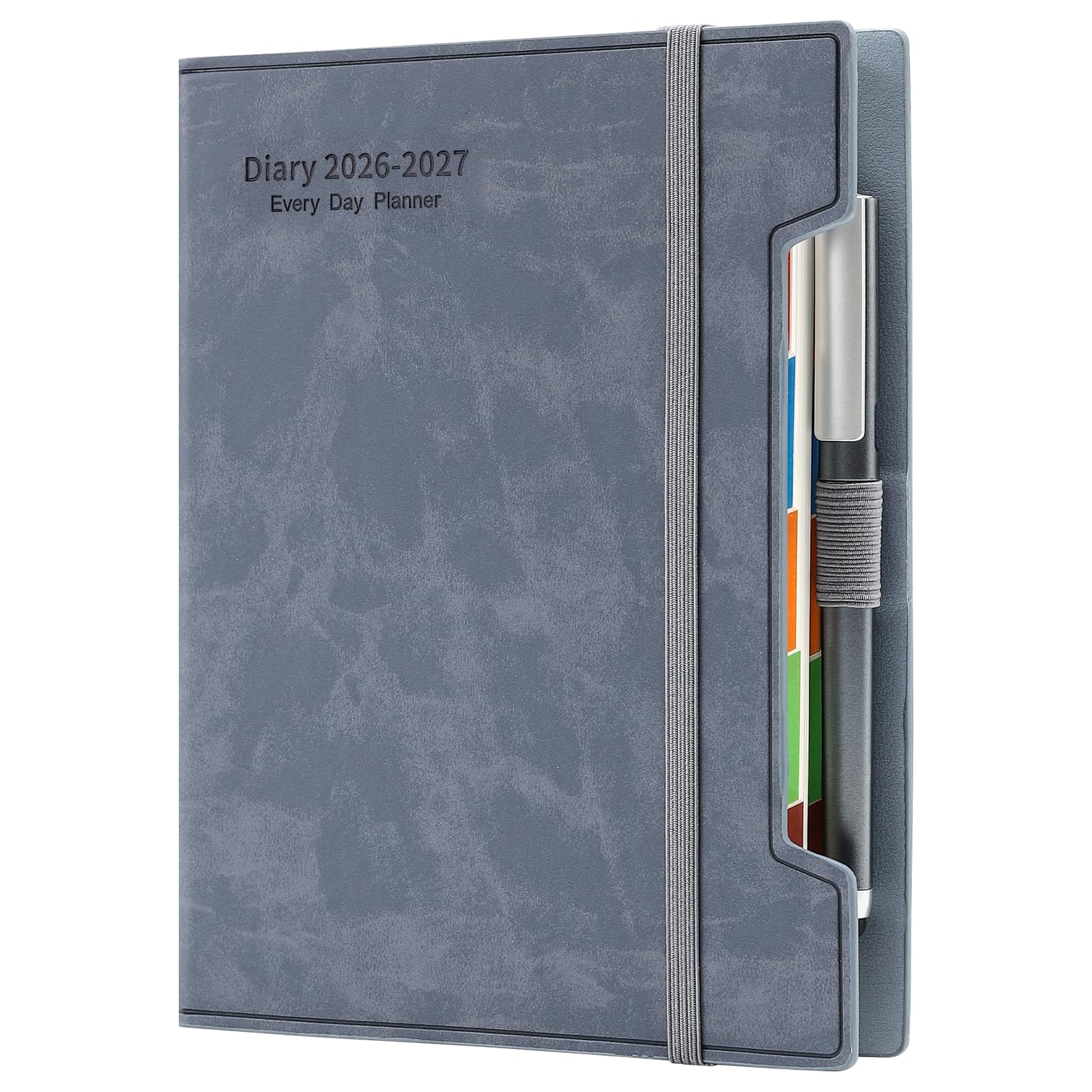 Academic Diary 2026-2027 A5 Day Per Page, Daily Planner,2026-2027 Diary from Jul 2026 to Jun 2027,12 Months Agenda,Daily Diary with Hard Cover, Pen,Pen Loop, Stickers (Blue)