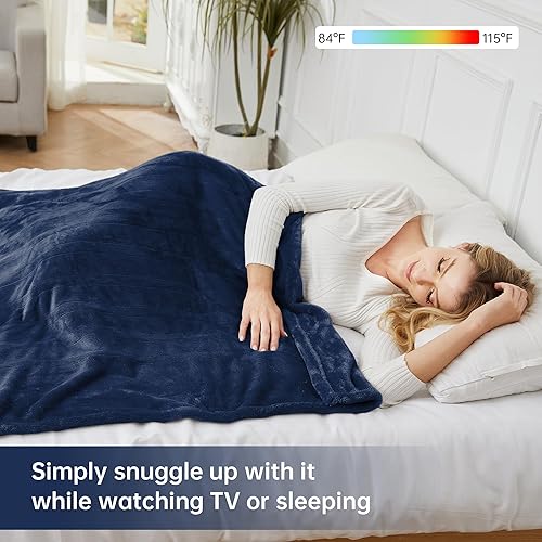 Miniatura 5 de Manta térmica, manta eléctrica de tamaño matrimonial de 72 x 84 pulgadas, con 4 niveles de calentamiento rápido y 10 horas de apagado automático,