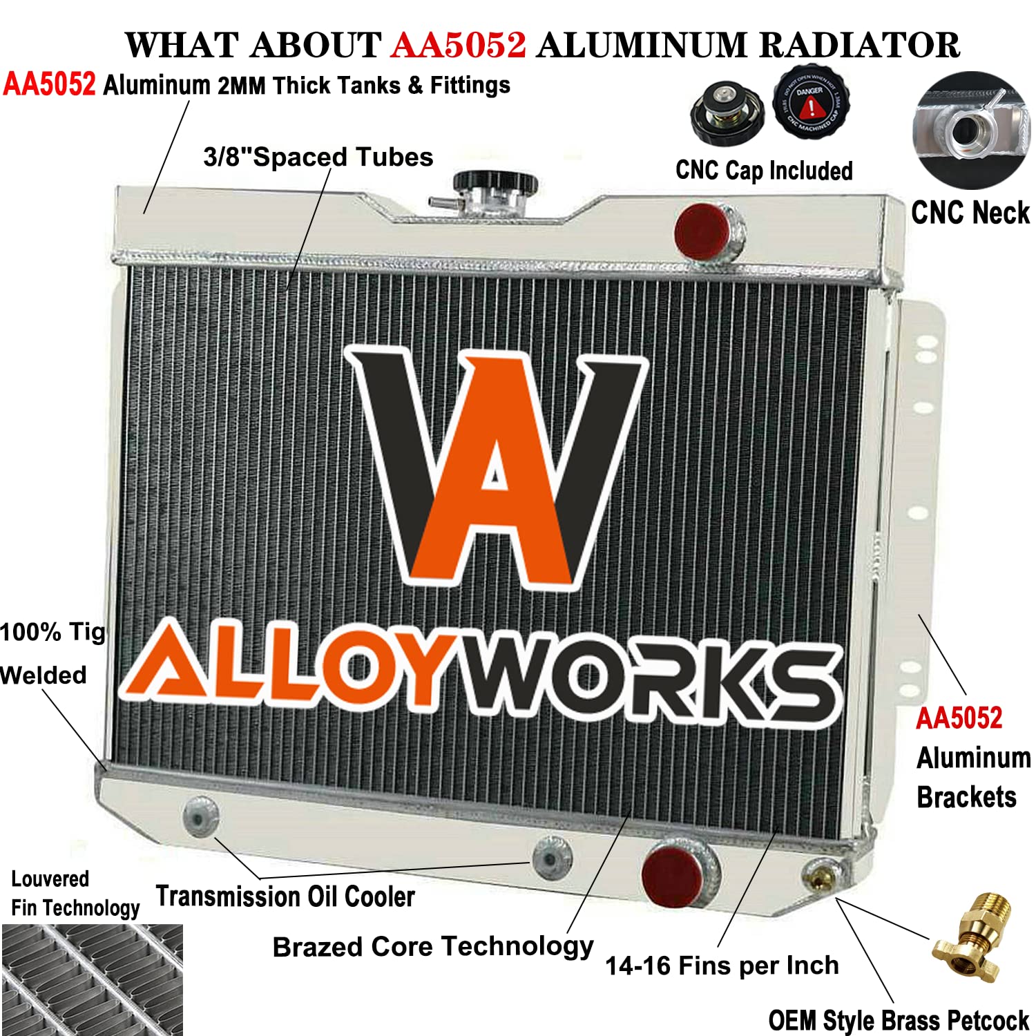 Amazon | ALLOYWORKS 4列オールアルミラジエーター 1959-1965 シボレー