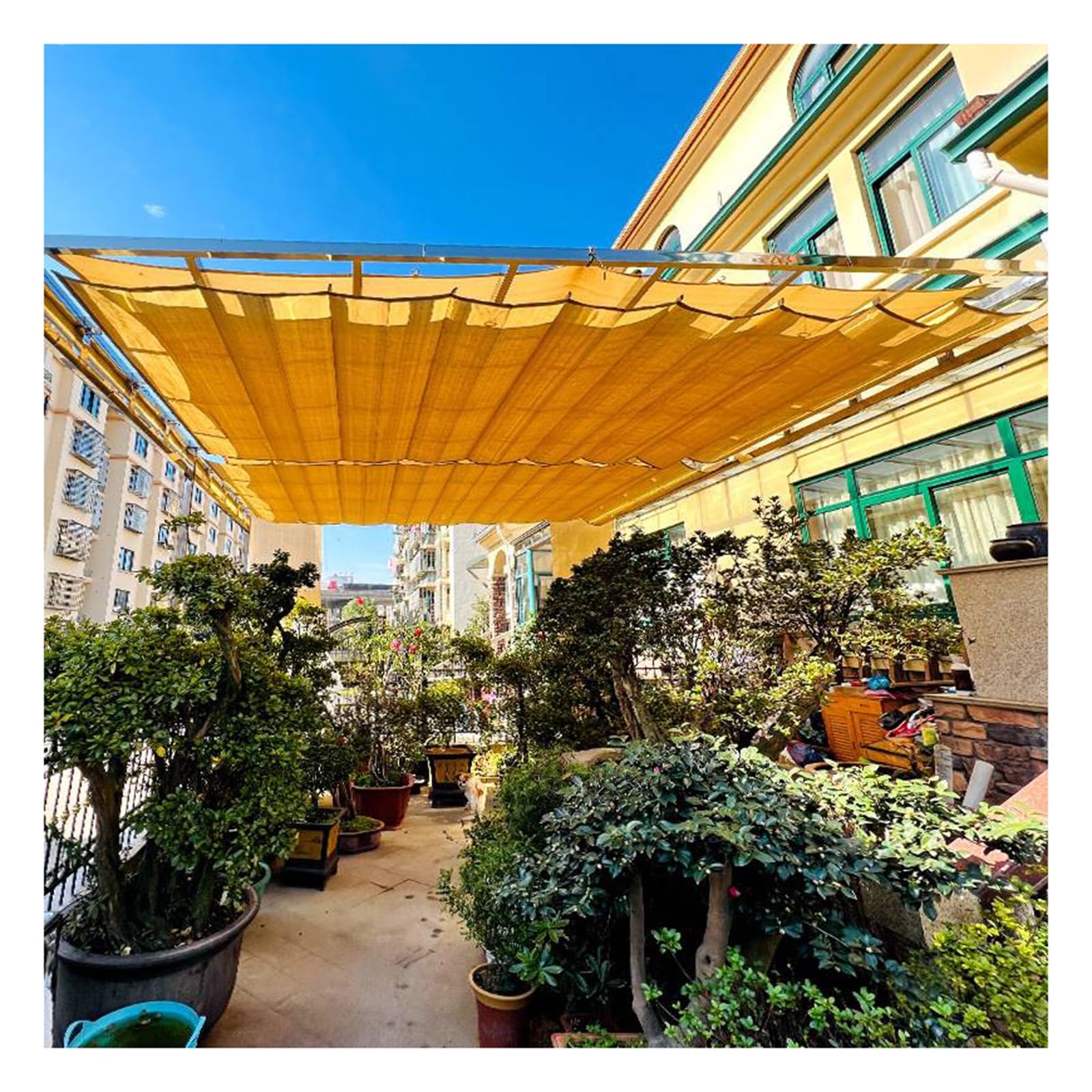 Auvent télescopique coulissant pergola : bâche anti-UV en U pour véranda