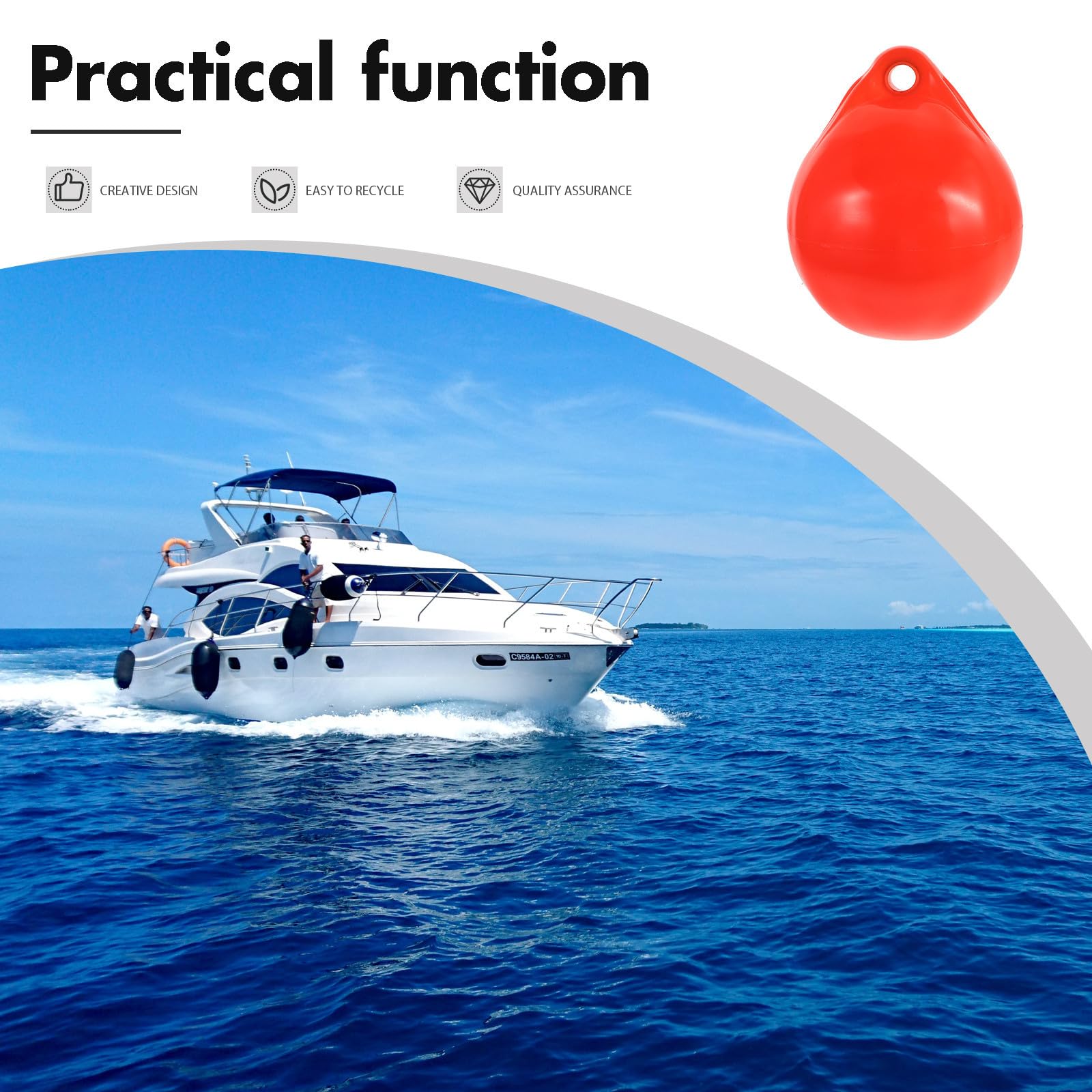 Parabordo Barca Gonfiabile, Palla Protettiva per Ormeggio Yacht, PVC Arancione, Facile da Appendere e Gonfiare, per Barca e Yacht, per Docking al Pontile