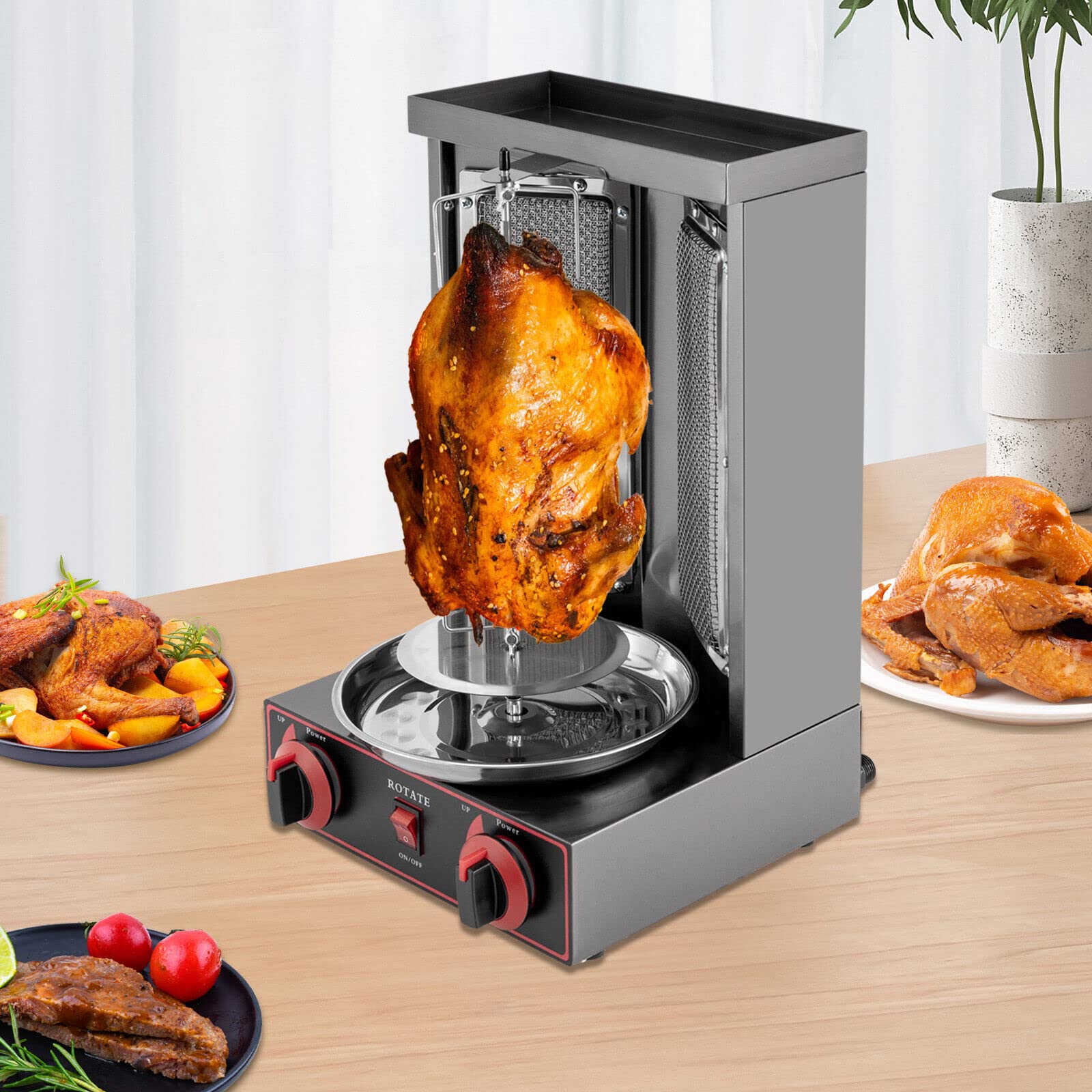 DönerGrill a gas Kebab Machine, Macchina elettrica GPL Kebab Vertical Gyrosgrill Grill Grill con interruttore di regolazione della temperatura 3000 W 220 V