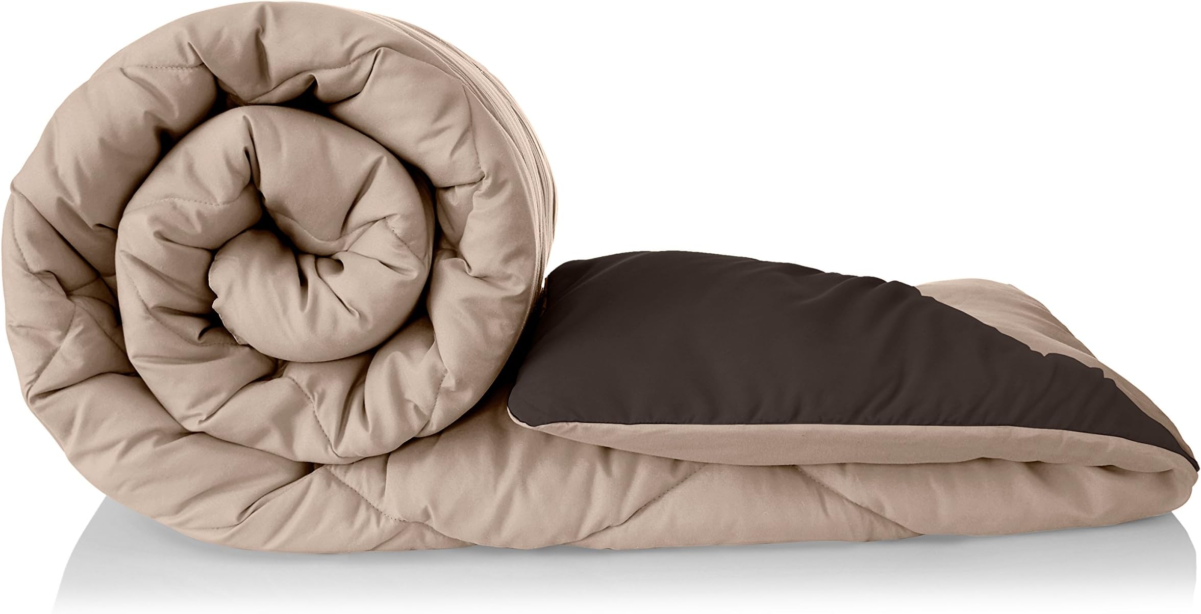 Microfibre Reversible Comforter, Single (Sandy Beige & Walnut Brown, 200 GSM), 50 TC