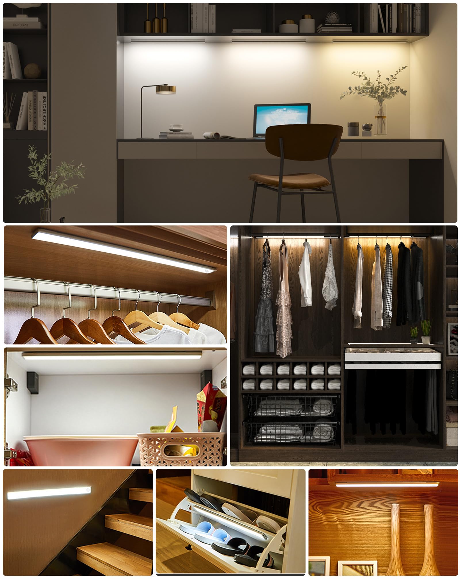 58cm Luce Sottopensile cucina ricaricabile Lampada sottopensile Barra led cucina Luminosità regolabili batteria 4500 mAh tramite tocco magnetica a 3 Colori per Bagno,Armadio,Specchio