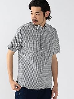 Indigo Seersucker Short Sleeve Popover Button Down Shirt 38-01-0037-139 38010037139: Gingham Indigo Seersucker Short Sleeve Popover Button Down Shirt 38-01-0037-139 38010037139: Gingham