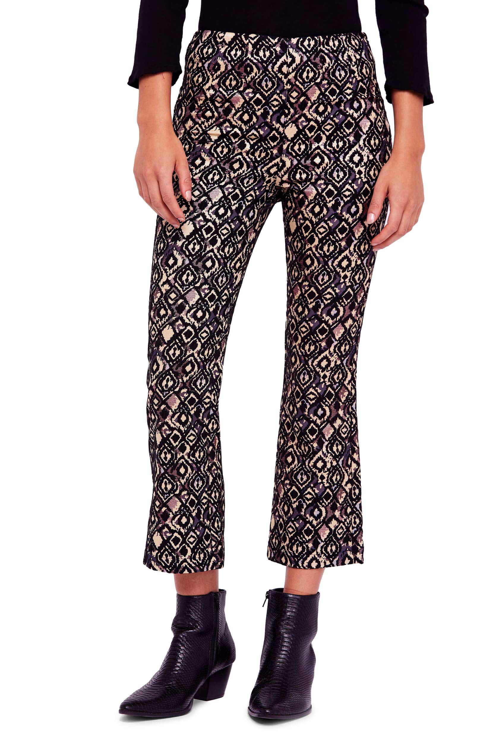 Free People Womens Kick-Flare Casual Cropped Pants multi 6