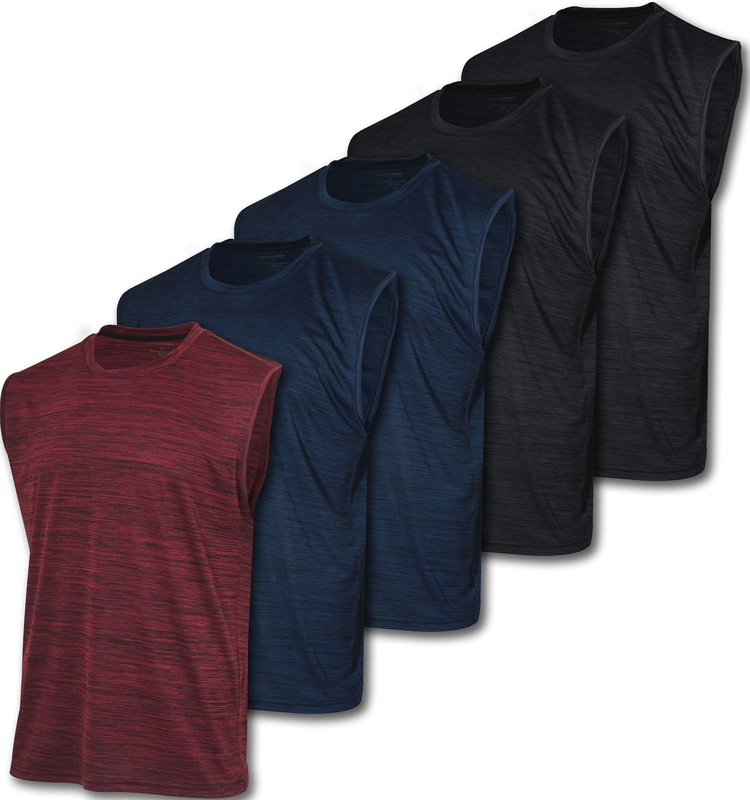 Real Essentials 5 Pack: Men's Mesh Active Athletic Tech Tank Top - Workout & Training Activewear