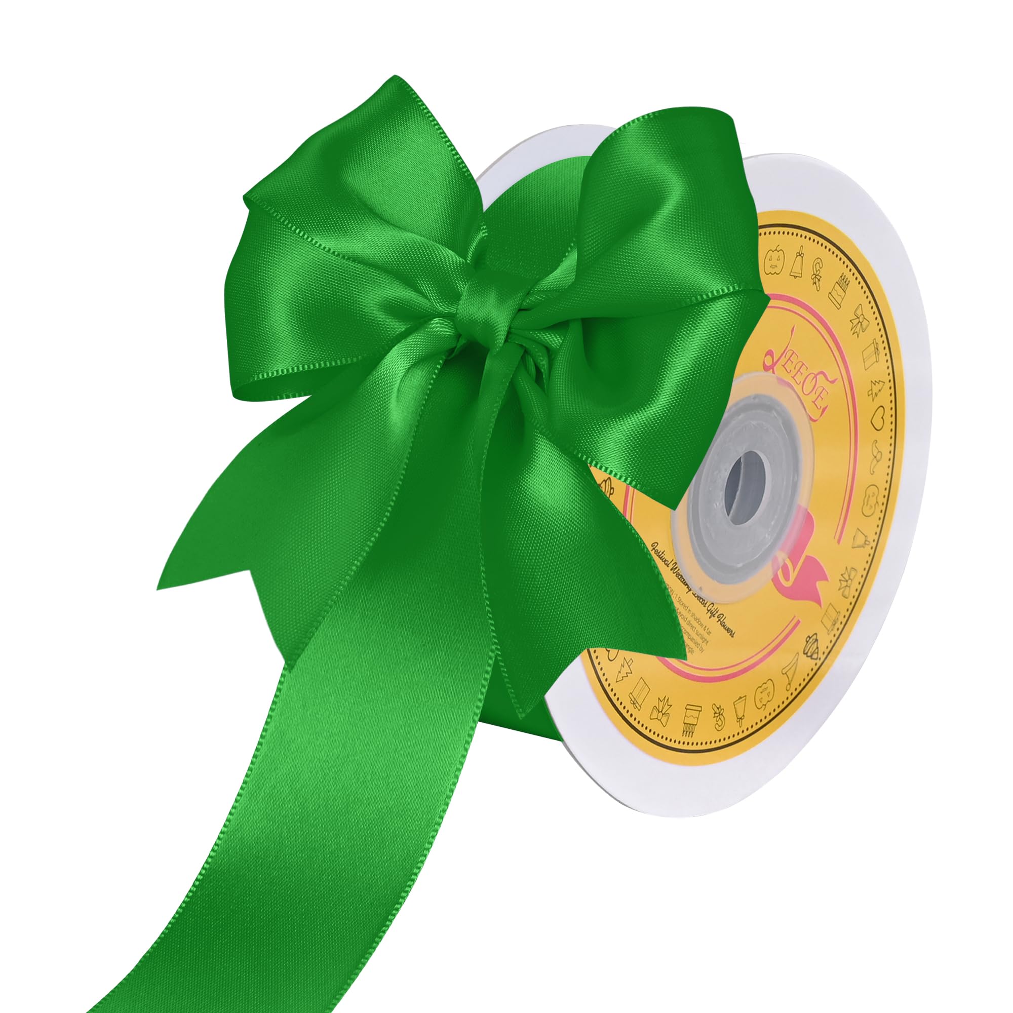 Double Face Emerald Green Satin Ribbon 1-1/2 inch X 25 Yards Polyester Emerald Green Ribbon for Gift Wrapping Very Suitable for Weddings Party Hair Bow Invitation Decorations and More