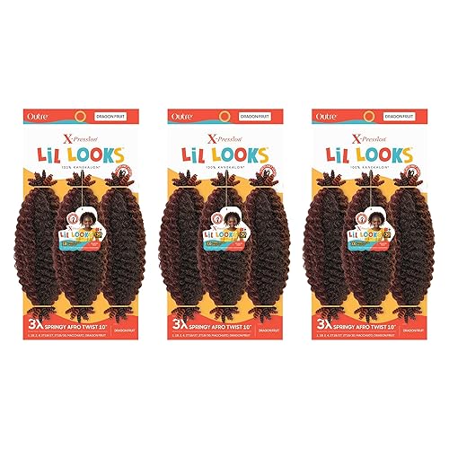 Miniatura 4 de Outre Braids Outre X-Pression Lil Looks - Trenza de ganchillo 3X Spring AFRO Twist de 10 pulgadas (paquete de 3, 2)