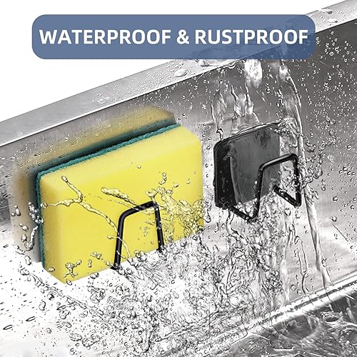 Miniatura 3 de Soporte de esponja adhesivo para fregadero de cocina, soporte fuerte para raspaduras, acero inoxidable SUS304 a prueba de óxido, impermeable, secado