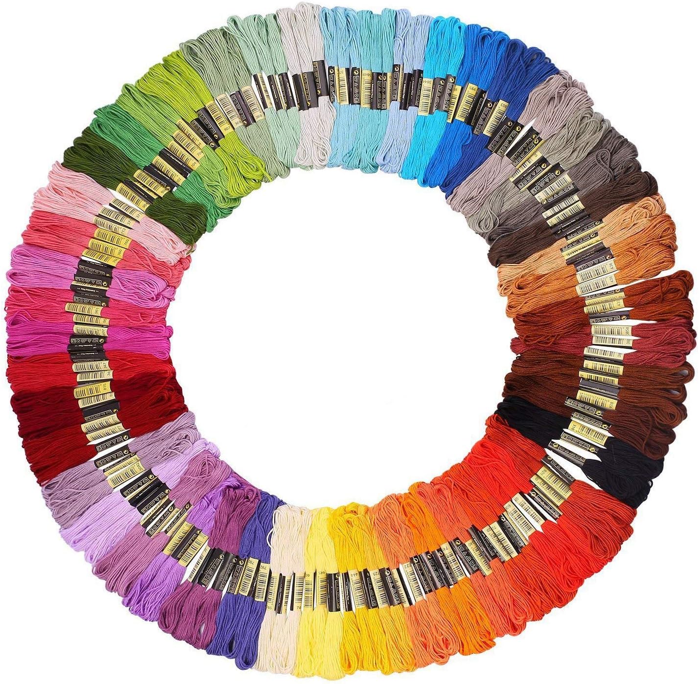 iShyan Embroidery Floss Thread 100 Skeins 100 Colors with Color Numbers for Cross Stitch Crochet Friendship Bracelets Handcrafts 8.75 Yards Long Per Skein with 6 Strands