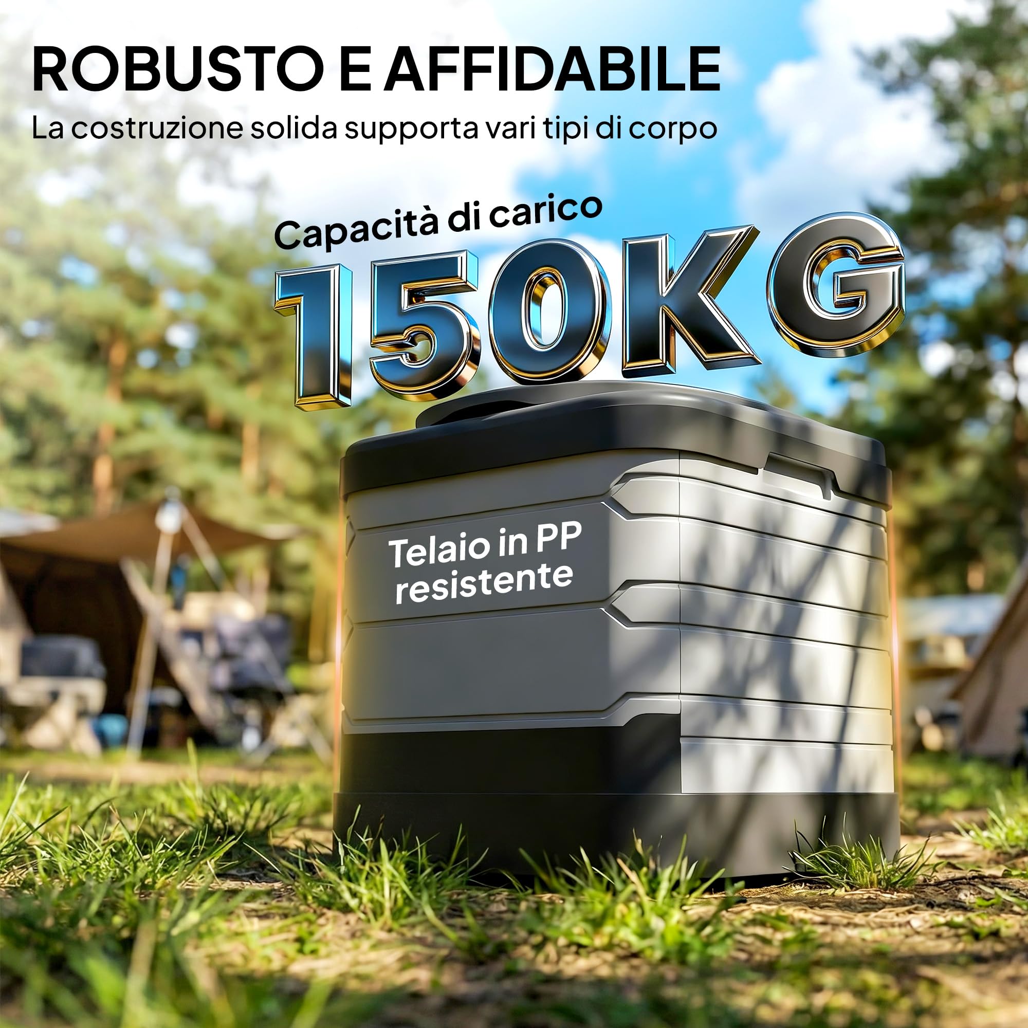 Outsunny WC Portatile da Campeggio 42x46x43.5 cm Grigio e Nero