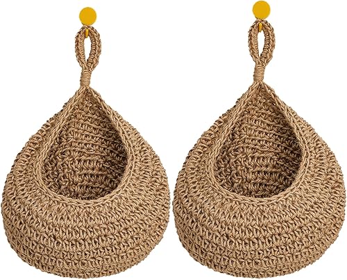 Miniatura 9 de OMERAI Cestas de frutas colgantes para cocina, paquete de 2 cestas de frutas bohemias de yute para colgar en la pared, cestas de frutas tejidas a